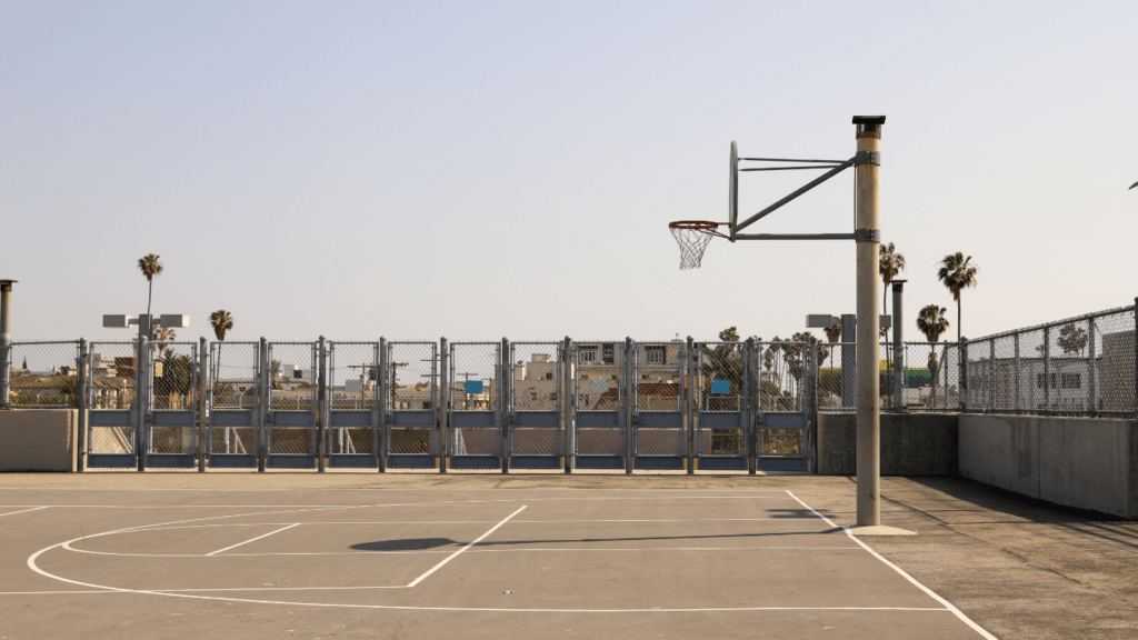 an empty basketball court