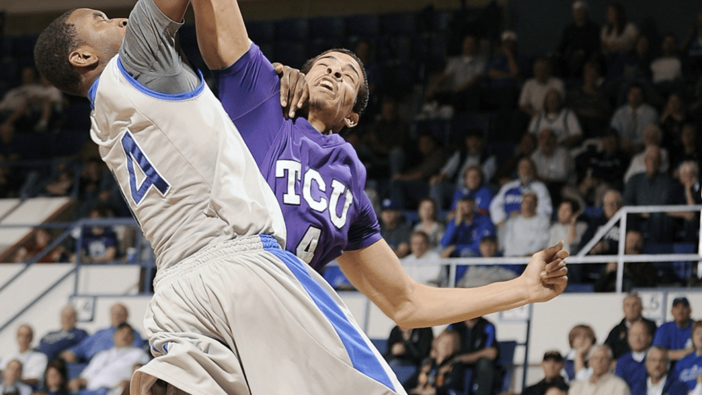 a basketball player dunking the ball during a game