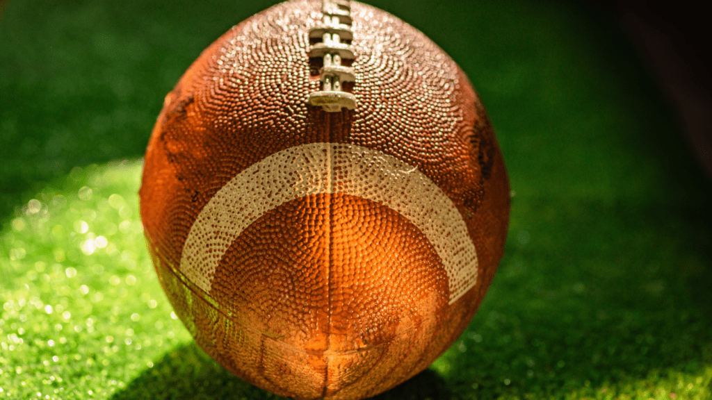 an american football on the field