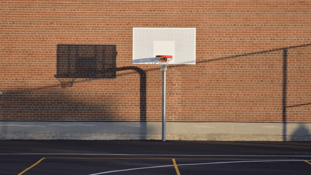 an empty basketball court 